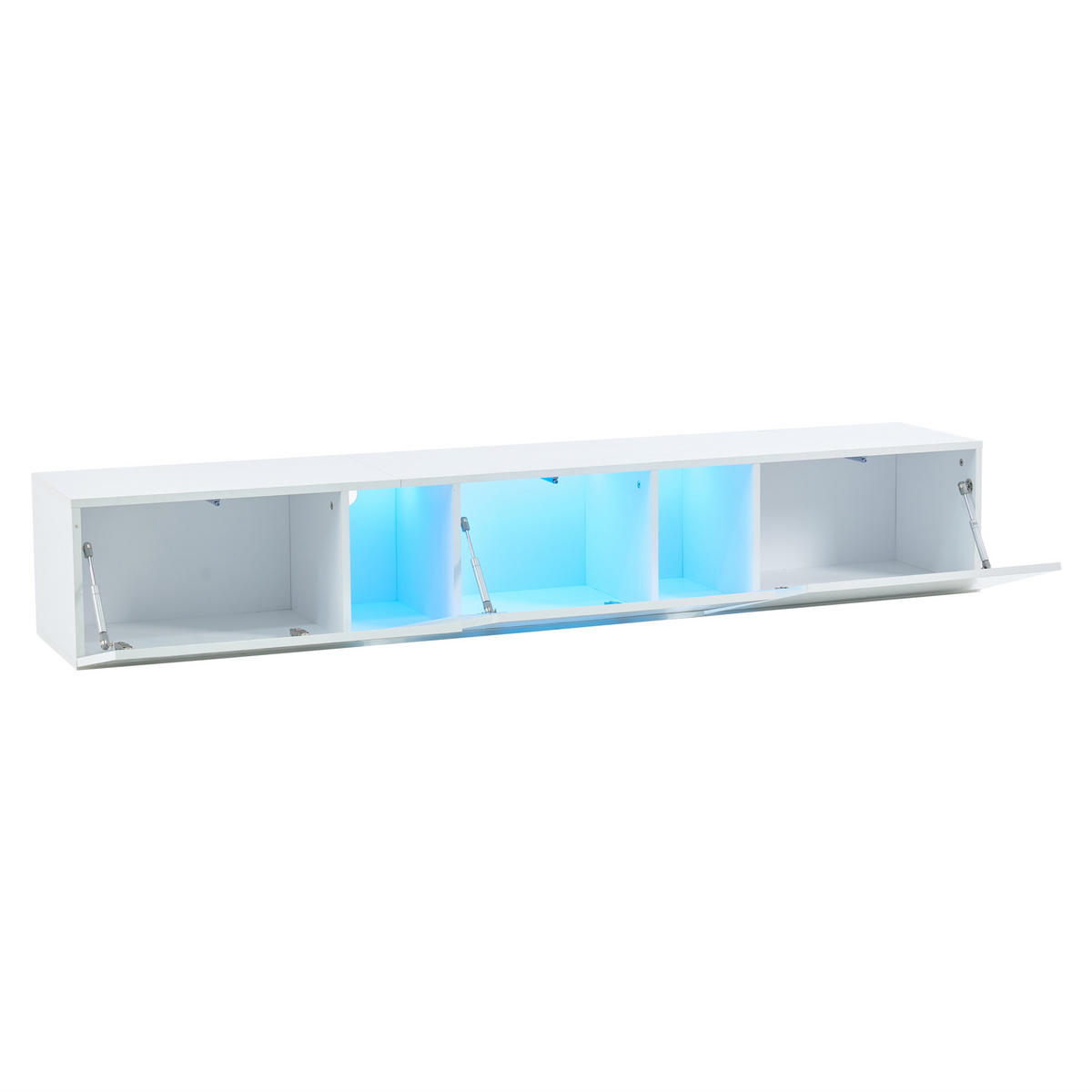 TV-SCHRANK 180/37/36 cm schwarz Massivholz mit LED-Beleuchtung mit Dreischichtdesign - Weiß, Holzwerkstoff (180/30/35cm) - OKWISH