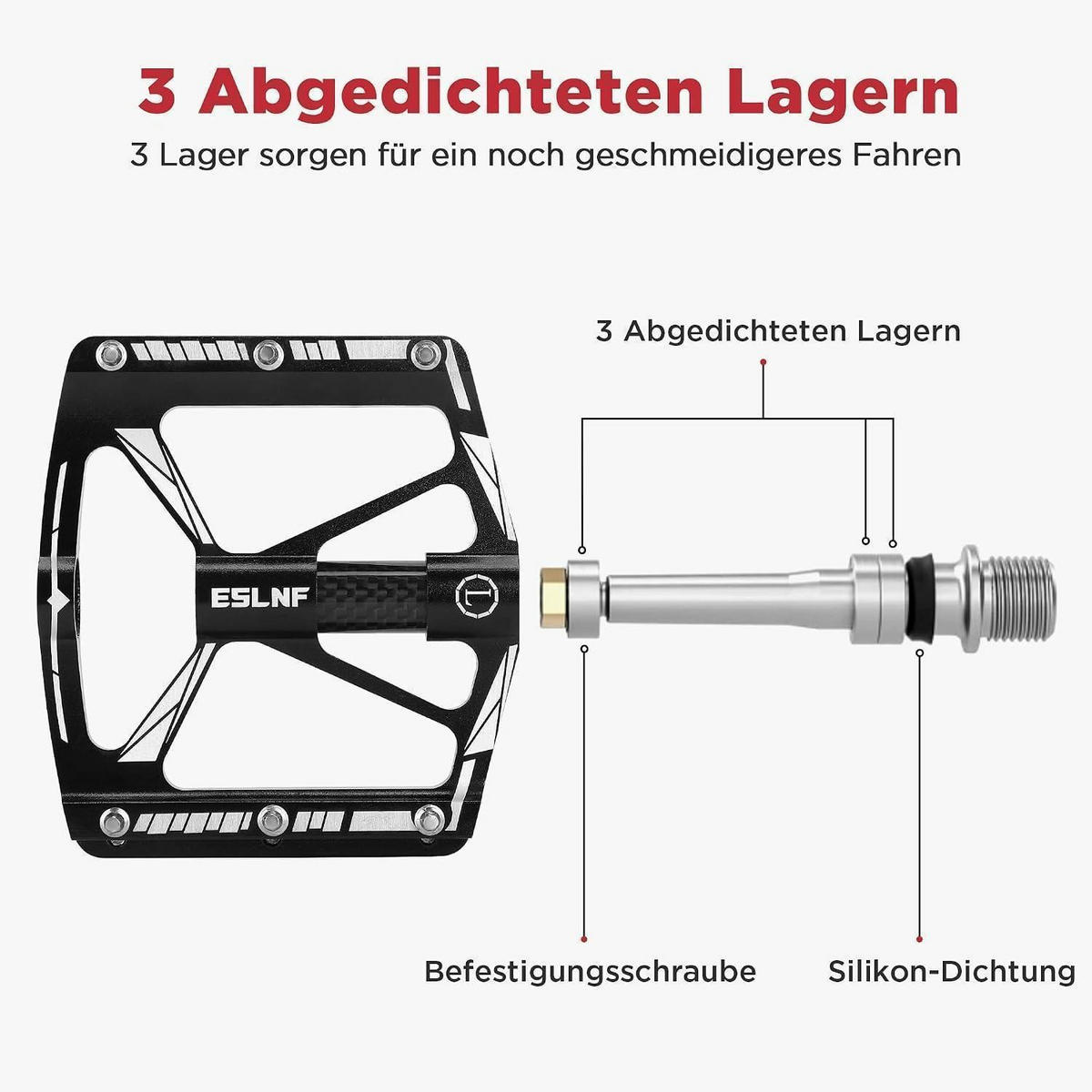 FAHRRADPEDALE Set 9/16 Zoll CNC Aluminium Leichtbauweise Schwarz - Schwarz, Metall (10/1.5/10.1cm)