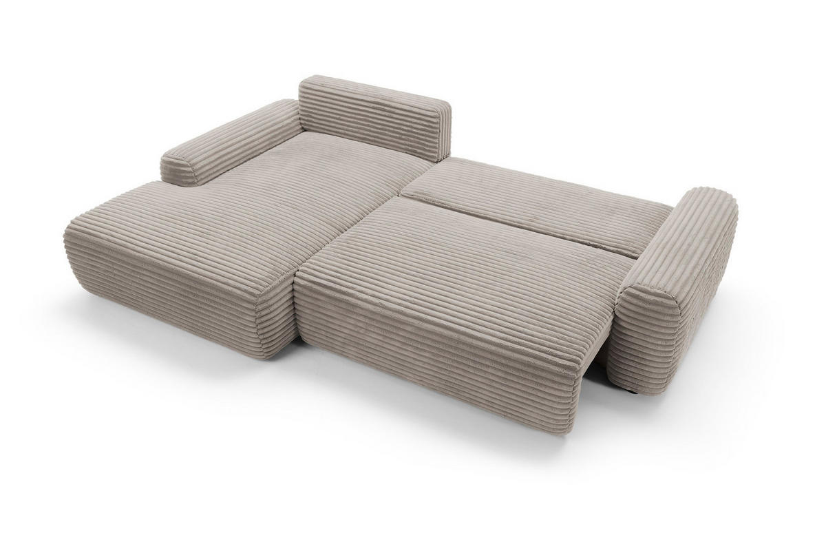 ECKSOFA Cordina Beige, mit Schlaffunktion und Bettzeugbehälter, linke seite - Beige, Holzwerkstoff (264/162cm) - Bettso