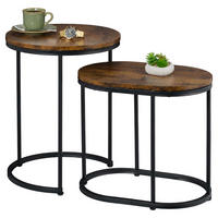 MĂSUȚE Maro Negru 2er-Set MDF metal aspect lemn rotund oval 51x40 cm - multicolor, material plastic/compozit lemnos (40/40/51cm) - Relaxdays