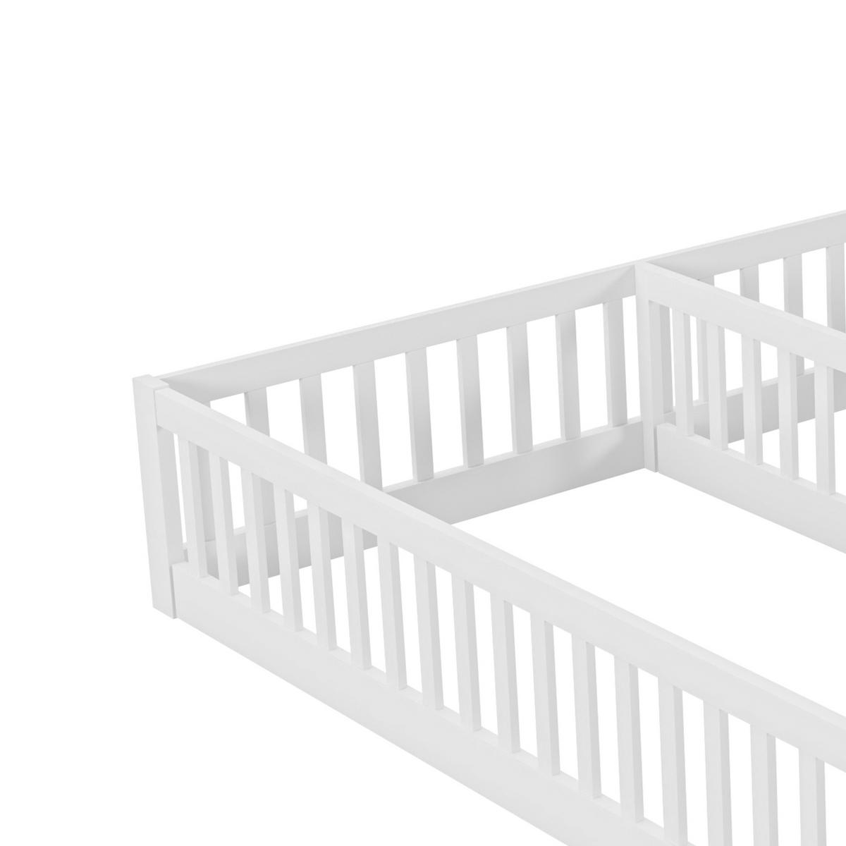 KINDERBETT 90/200 cm & 90/200 cm in Weiß mit Sicherheitsgitter Kiefernholz Minimalistisches Design - Weiß, Holzwerkstoff (90/200cm) - STILVORA