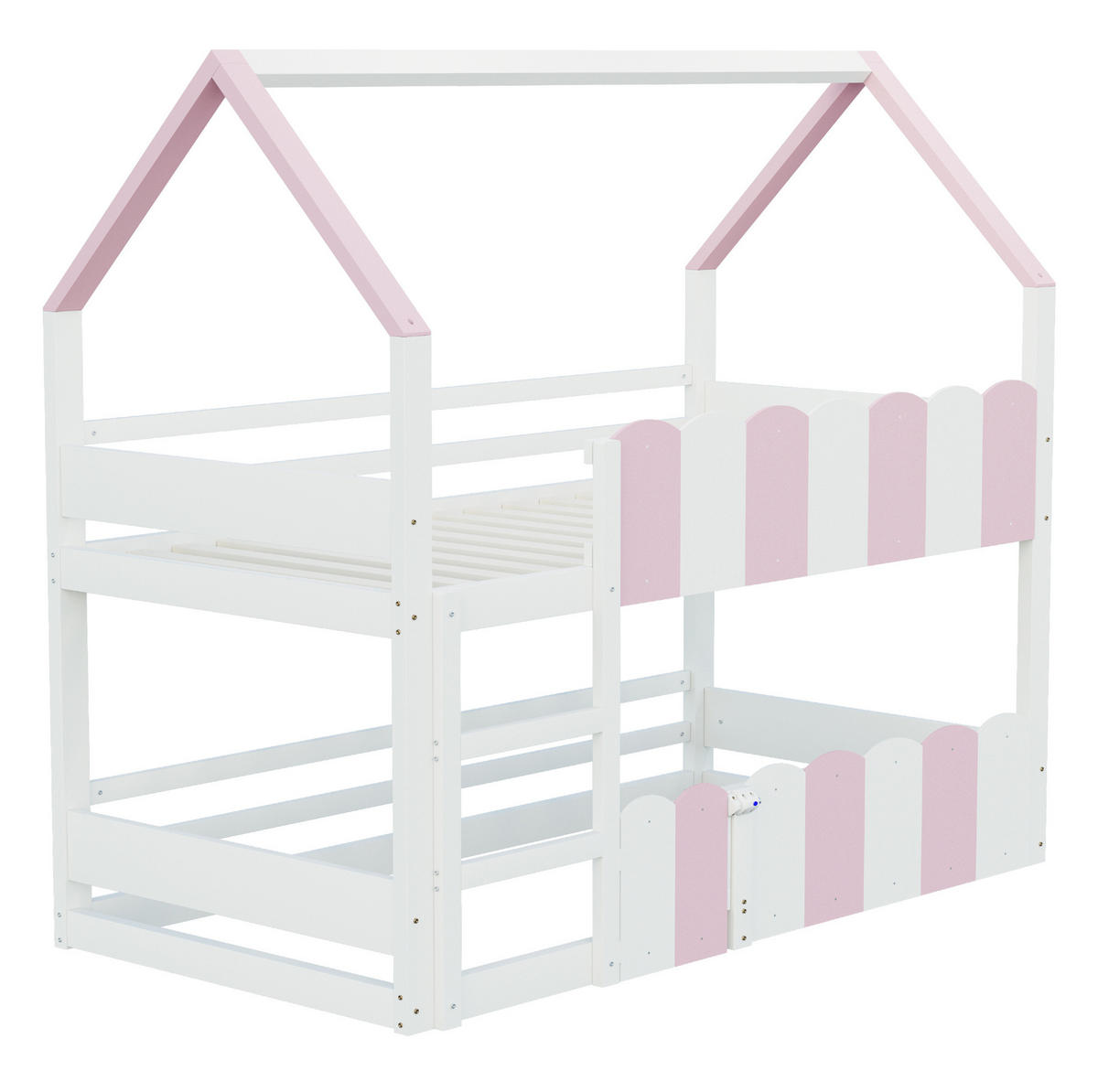 KINDERHOCHBETT 90/200 cm Weiß/Rosa mit Lattenrost - Rosa, Holz (90/200cm) - MIVRAY