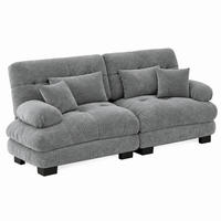 ECKSOFA modular Chenille Grau mit Kissen - Hellgrau, Kunststoff (77/81/220cm) - Meubliv
