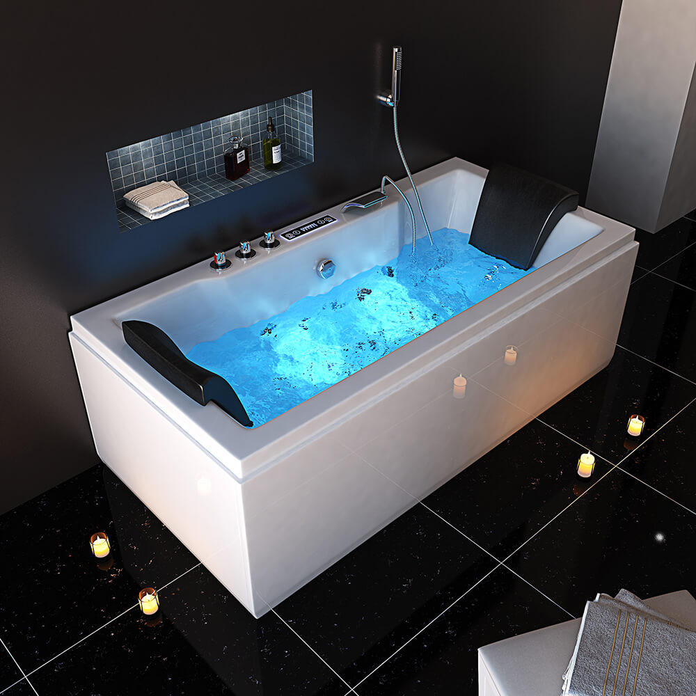 WHIRLPOOL LAGUNA PURE M - ohne Glasscheibe, 180 x 90 cm - Weiß, Keramik (180/55/90cm) - Home Deluxe