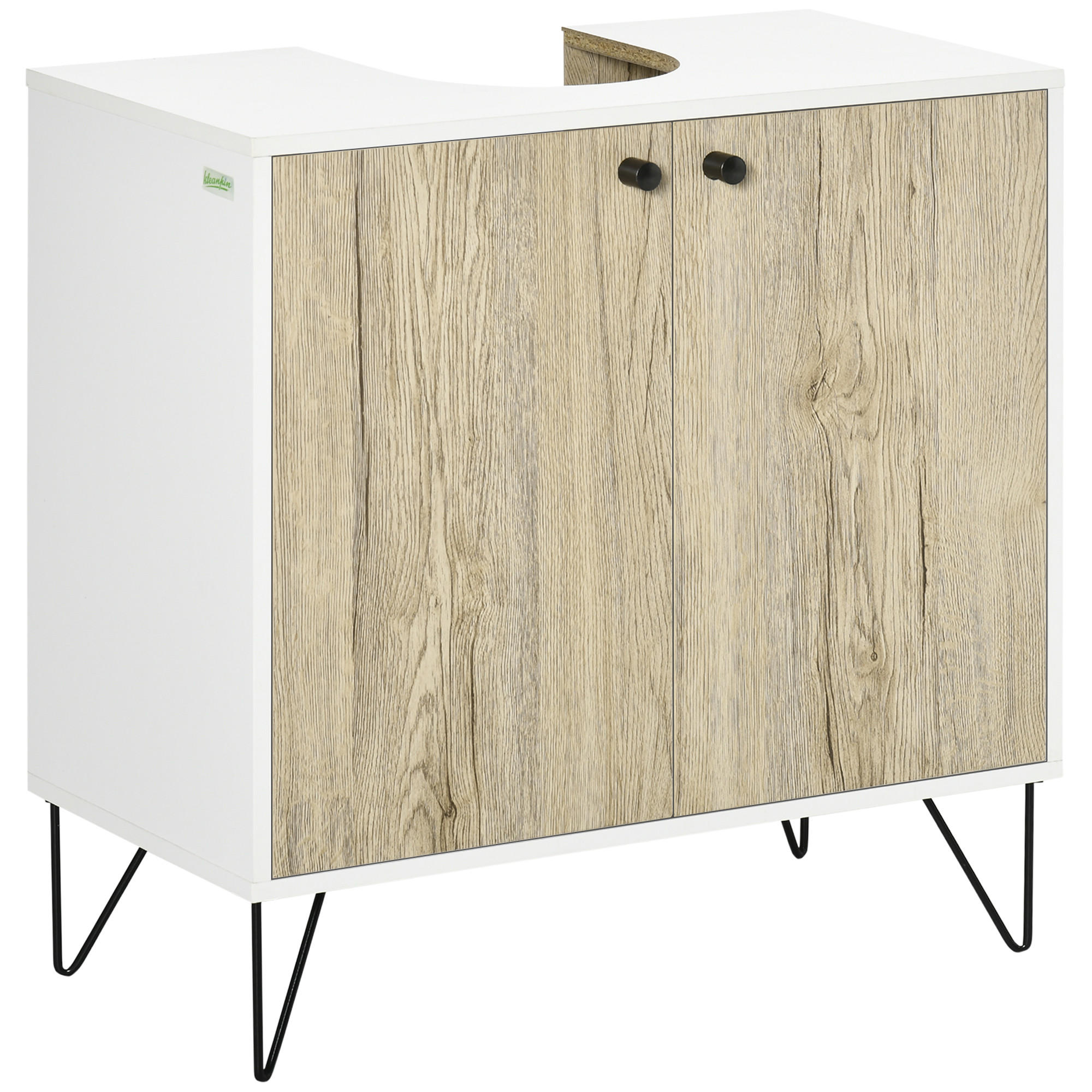 WASCHBECKENUNTERSCHRANK DE-15928 mit 2 Türen und Stahlbeinen Natur - Naturfarben, Holzwerkstoff (60/60/30cm) - ComfortXL