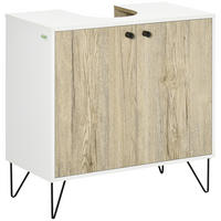 WASCHBECKENUNTERSCHRANK DE-15928 mit 2 Türen und Stahlbeinen Natur - Naturfarben, Holzwerkstoff (60/60/30cm) - ComfortXL