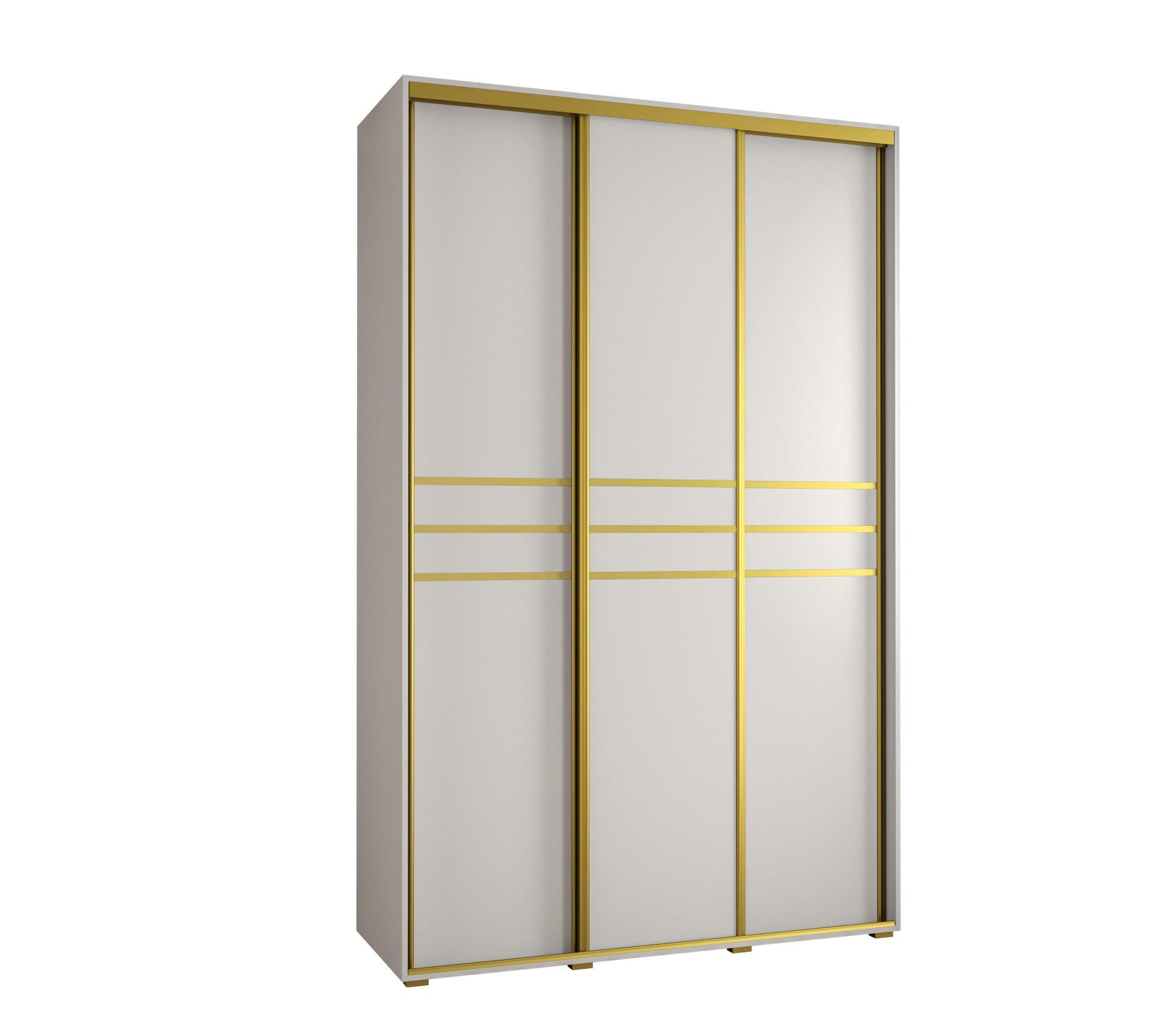 Abiks Möbel Schwebetürenschrank Weiß, Weiß, Gold 150x235x60 cm
