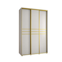 SCHWEBETÜRENSCHRANK 235,2/160/60 3-türig - Goldfarben/Weiß, Holz/Metall (160/235/60cm) - Abiks Möbel
