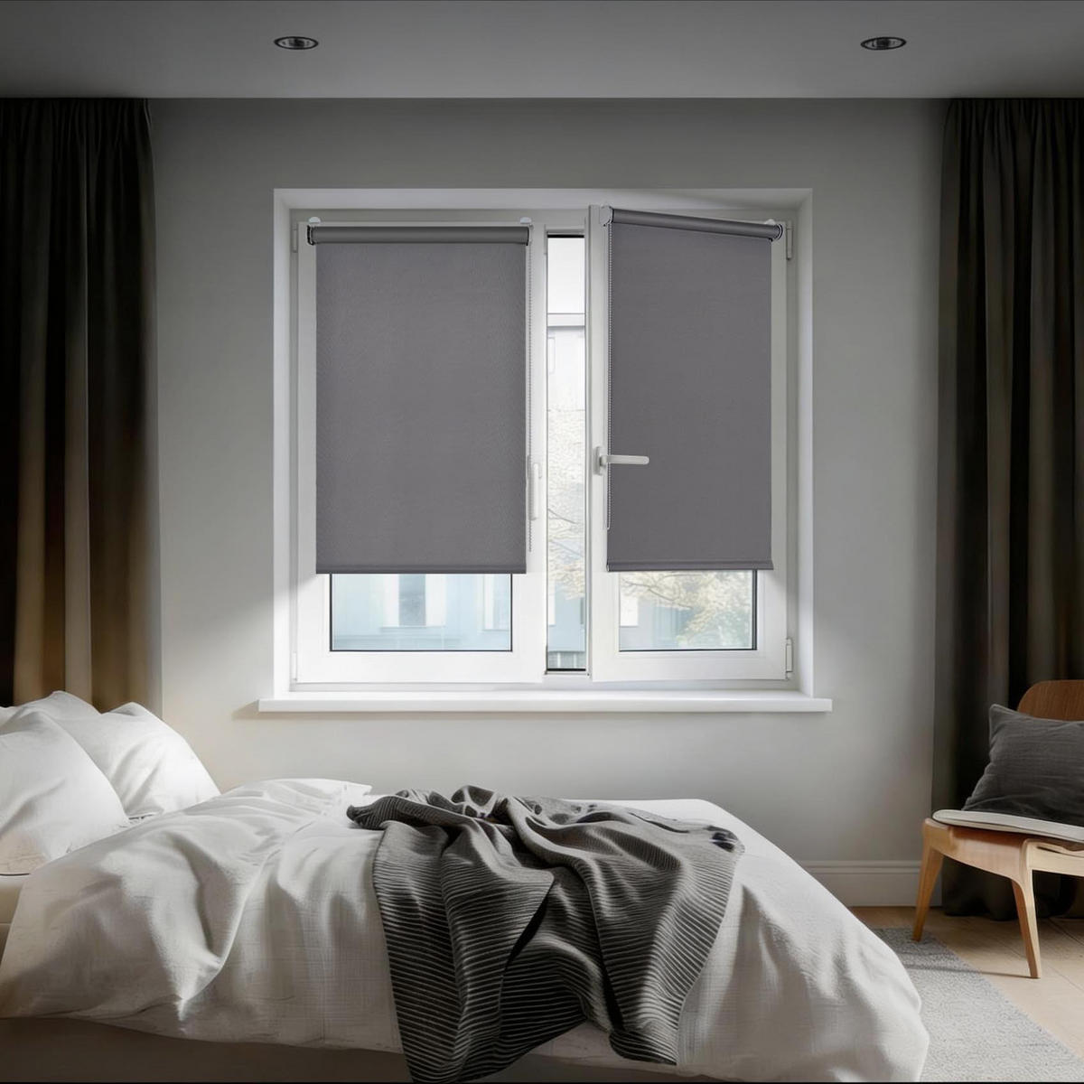 VERDUNKELUNGSROLLO Moon Easyfix Grau 45x180 - Graphitfarben, Kunststoff (45/180/1cm) - STORESDECO