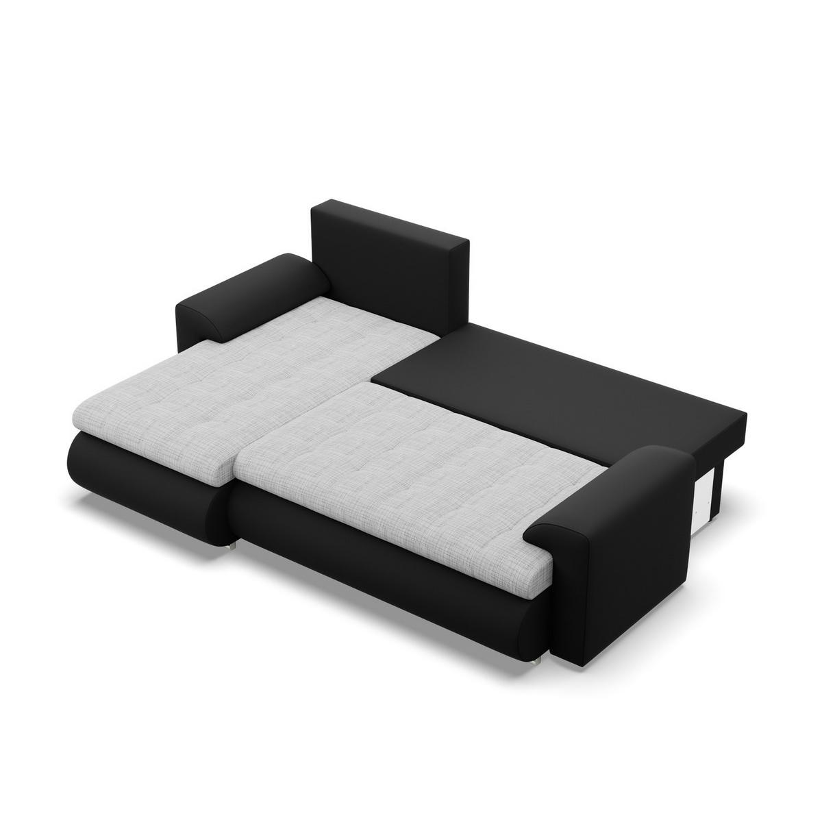 ECKSOFA LINKS MIT SCHLAFFUNKTION FORESTA, Grau + Schwarz - Schwarz/Grau, Textil (230/159cm) - Mebligo