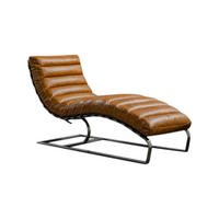 RELAXLIEGE SIRY Braun Leder - Dunkelbraun/Silberfarben, Leder/Metall (61/88/150cm) - KAWOLA