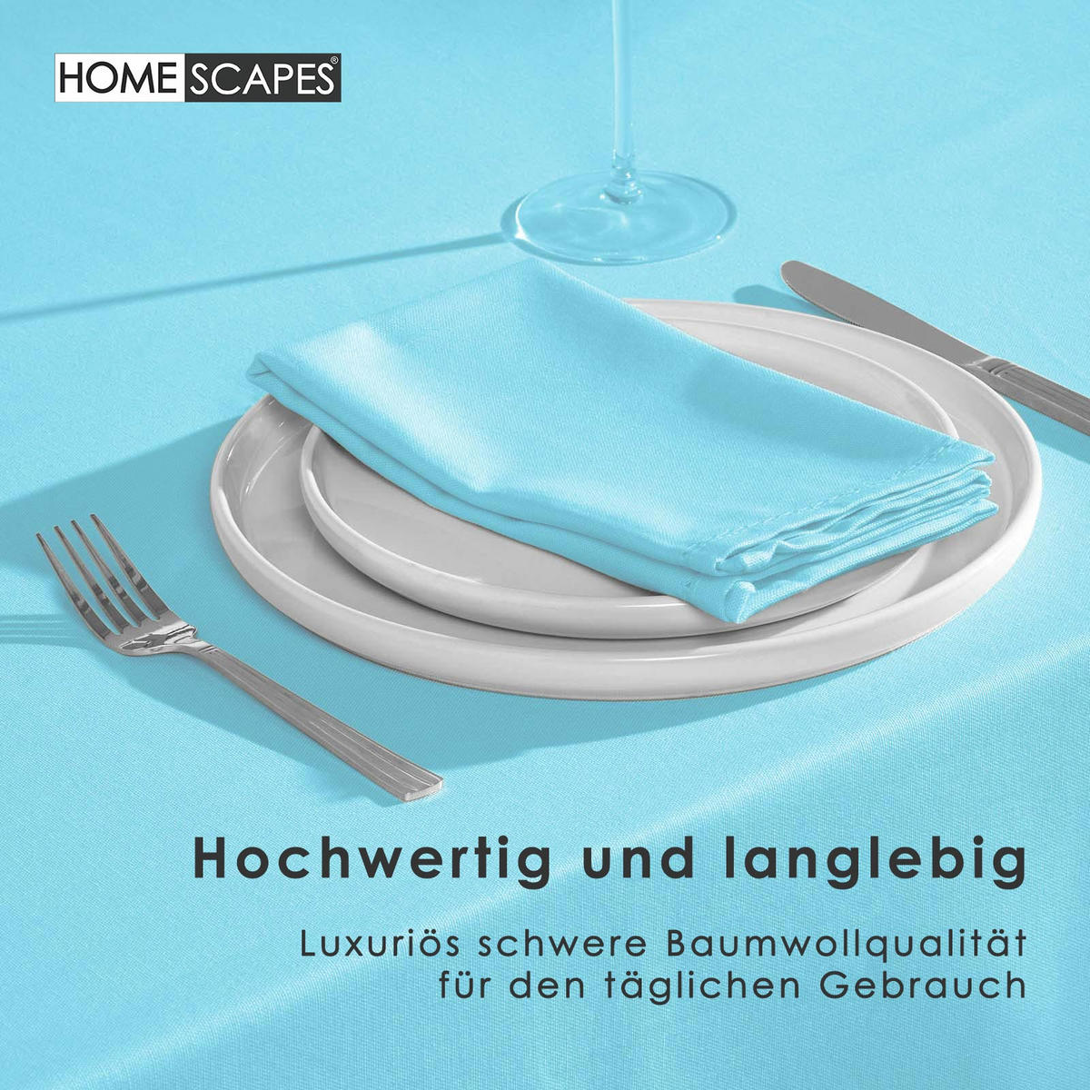 TISCHDECKE hellblau 178/300 cm, 100% Baumwolle - Hellblau, Textil (178/300cm) - Homescapes