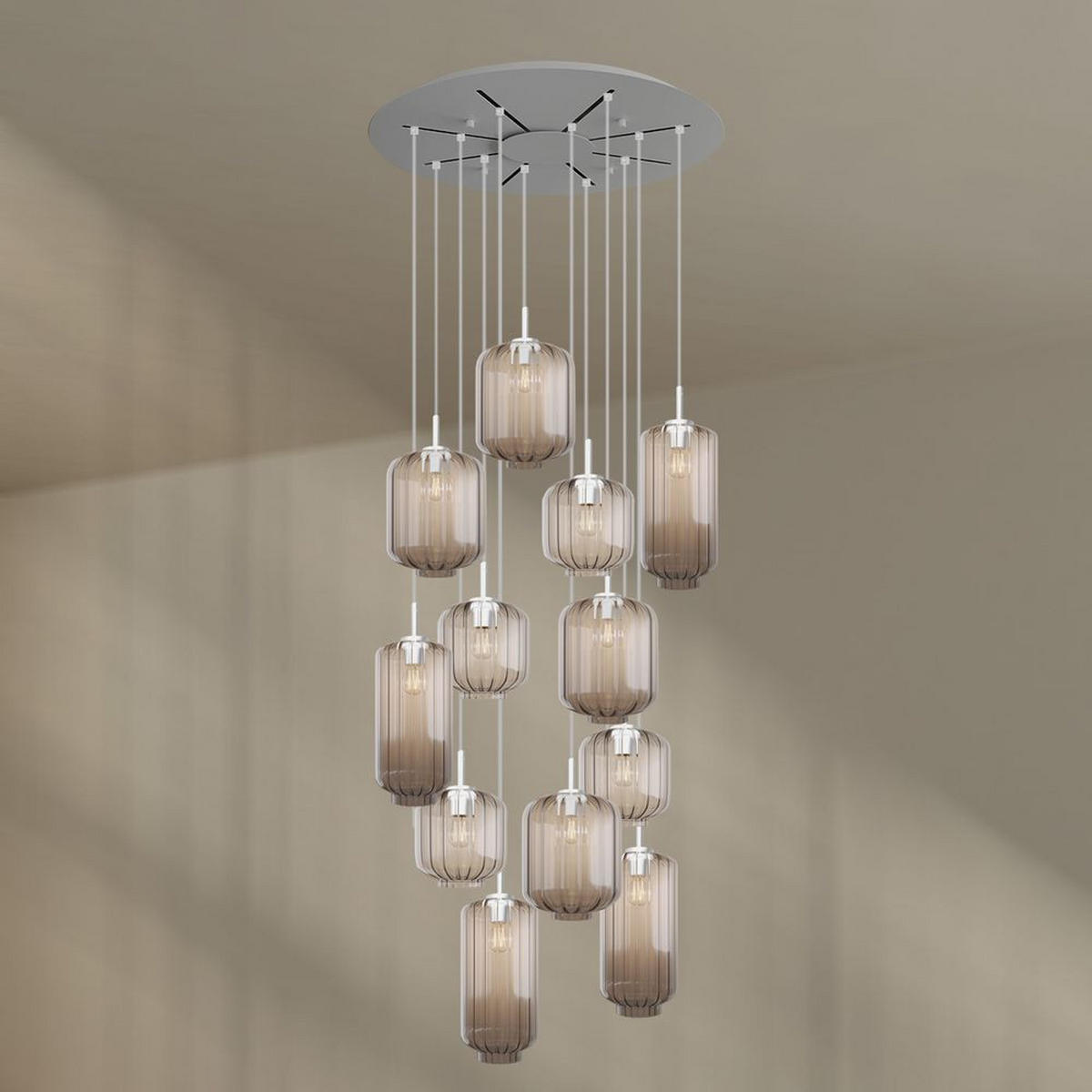 GALERIELEUCHTE Velo 12-flammig Klar Ø 18/20/25cm - Klar/Weiß, Glas (25/25/27cm) - s.luce