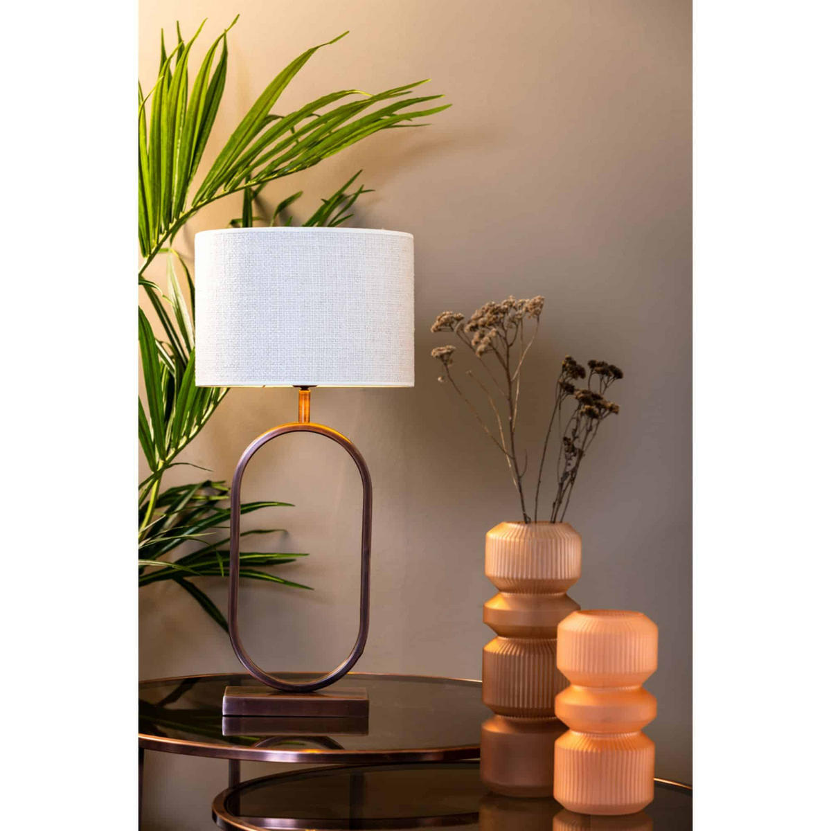 LAMPENSCHIRM Saverna Weiß Ø30/21 cm - Weiß, Textil (30/30/21cm) - Light & Living