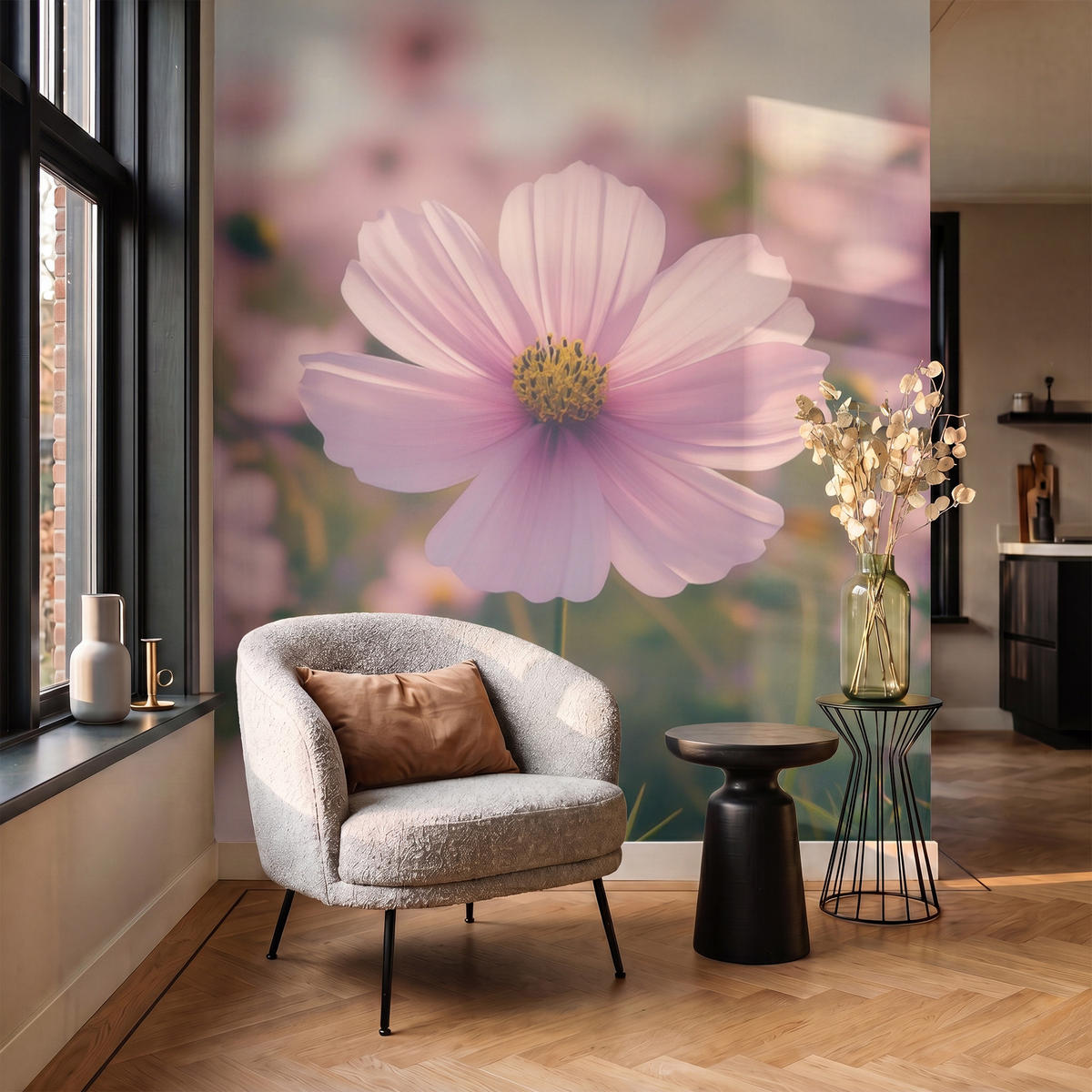 TAPETE - Blumen - Lila - Unscharf - 180x220 cm - Rosa, Papier (180/220cm) - OnlyWow
