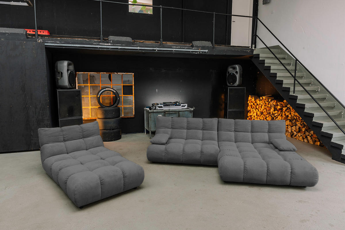 SITZGRUPPE VIVIEN 3ER SET Anthrazit Cord - Anthrazit, Kunststoff/Textil (359/85/510cm) - KAWOLA