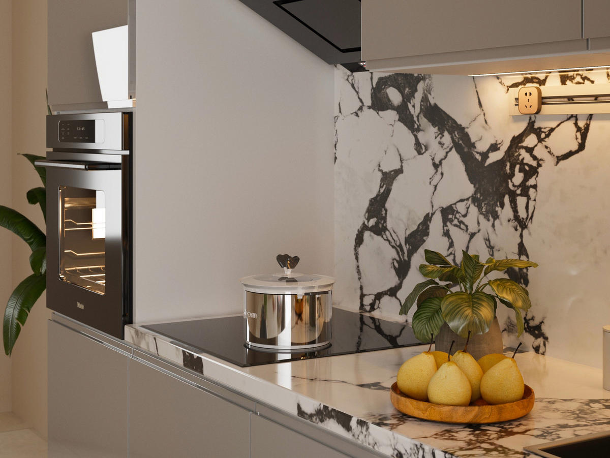 KÜCHENZEILE 240 cm Glanzia – KU-S04 – Grau – Hochglanz - Grau, Holzwerkstoff (240/212/58cm) - hi-markt