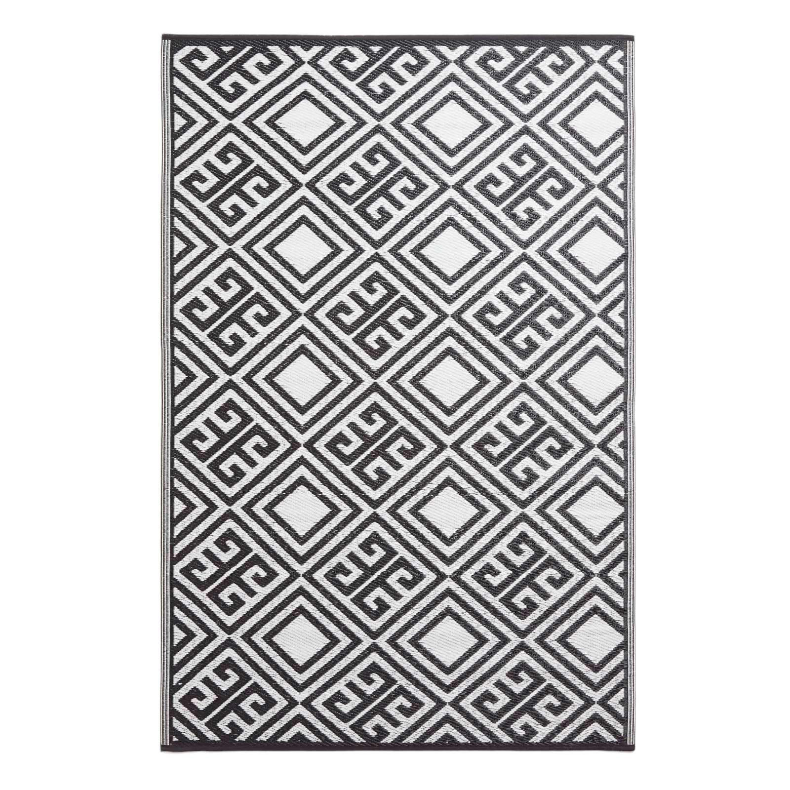 Homescapes Outdoorteppich Schwarz, Weiß 120x186 cm