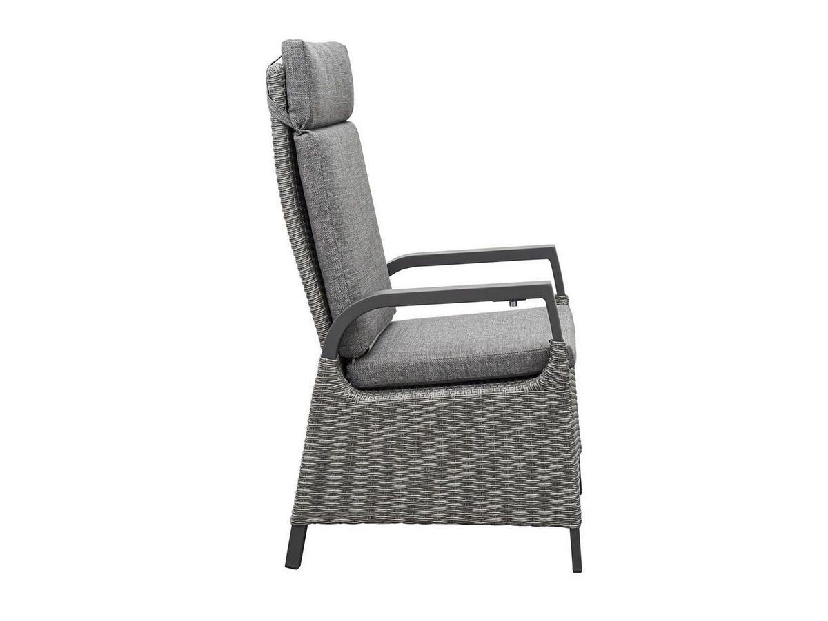 GARTENMÖBEL-SET Georgia 4 Aluminium ausziehbarer Tisch 10x Hochlehner Gartensessel - Anthrazit/Grau, Naturmaterialien - Green Spirit