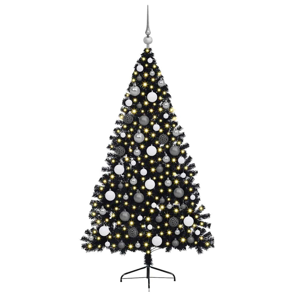 WEIHNACHTSBAUM Künstlicher Vorbeleuchteter Haltbar 115/115/180 cm Schwarz PVC - Schwarz, Kunststoff (180cm) - vidaXL