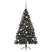 WEIHNACHTSBAUM Künstlicher Vorbeleuchteter Haltbar 115/115/180 cm Schwarz PVC - Schwarz, Kunststoff (180cm) - vidaXL