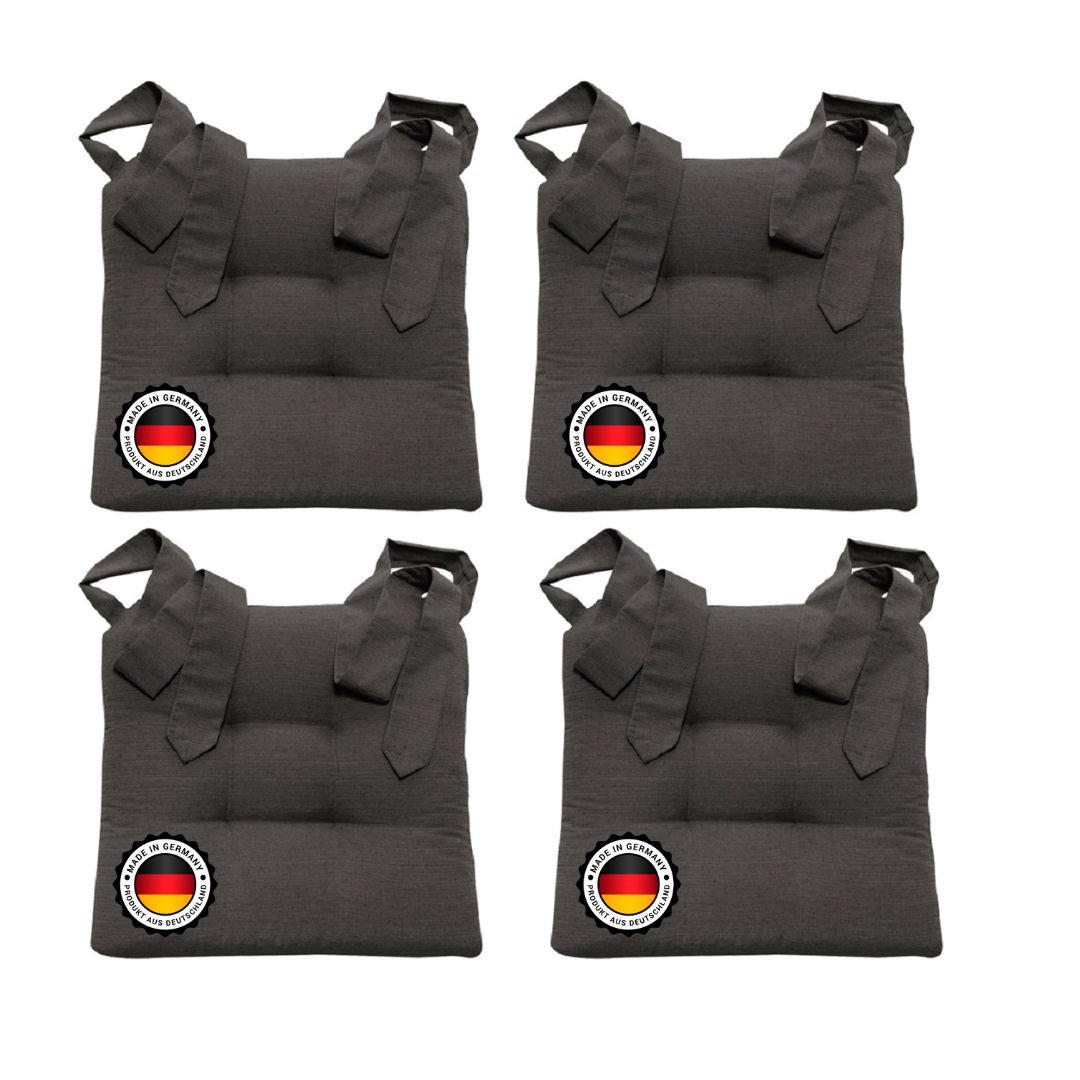 STUHLKISSEN mit Schleifenband 4er Set - Anthrazit, Textil (46/42/7cm) - Bonvionn