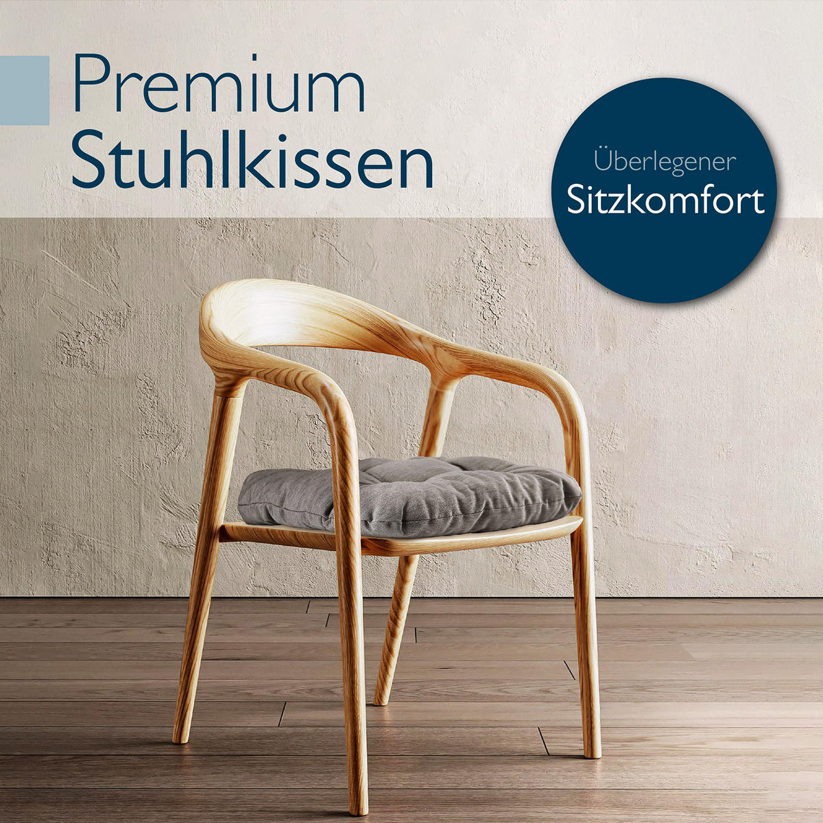 STUHLKISSEN HighLux SK 35/35/8cm Hellgrau (4tlg) - Hellgrau, Textil (35/35/32cm) - Beautissu 