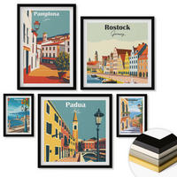 WANDBILDER 5er-Set - 50x50 cm & 20x30 cm & 40x60 cm Schwarzer Rahmen - Architektur der Küstenstädte - Schwarz, Kunststoff (40/60cm) - ArtPrintCave