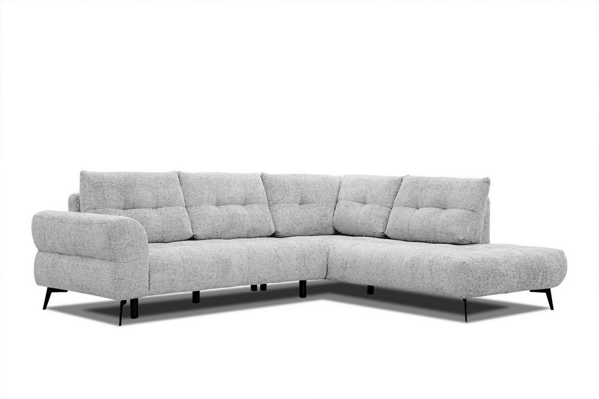 ECKSOFA SALVINI 5-Sitzer, hellgrau - Hellgrau/Schwarz, Holzwerkstoff/Textil (292/158cm) - Courtois Laville
