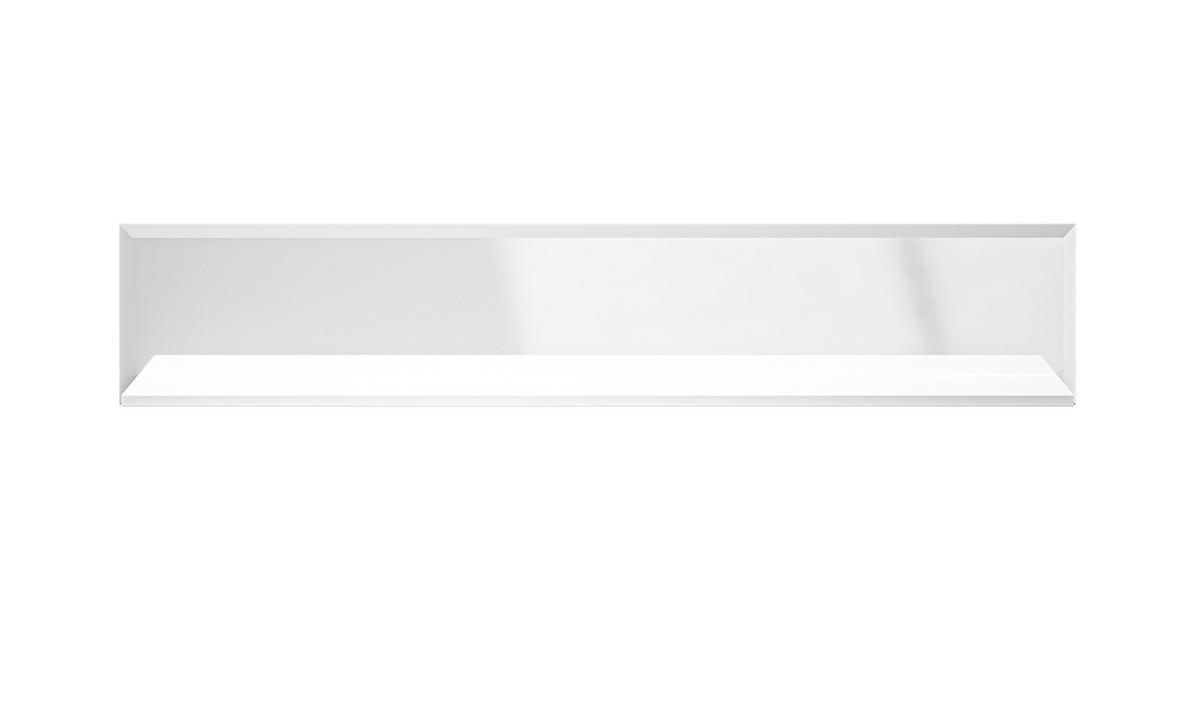 WANDREGAL Glamour weiß / weiß hochglanz 143 / 22 / 27cm - Weiß, Holz/Holzwerkstoff (143/27/22cm) - Feldmann-Wohnen