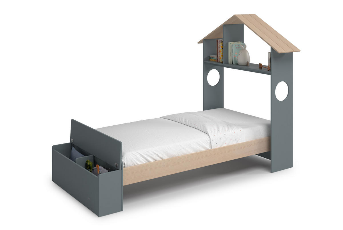 KINDERBETT Odessa Grün 216.5/128.5/153 cm - Grün, Holz (90/190cm) - Calicosy