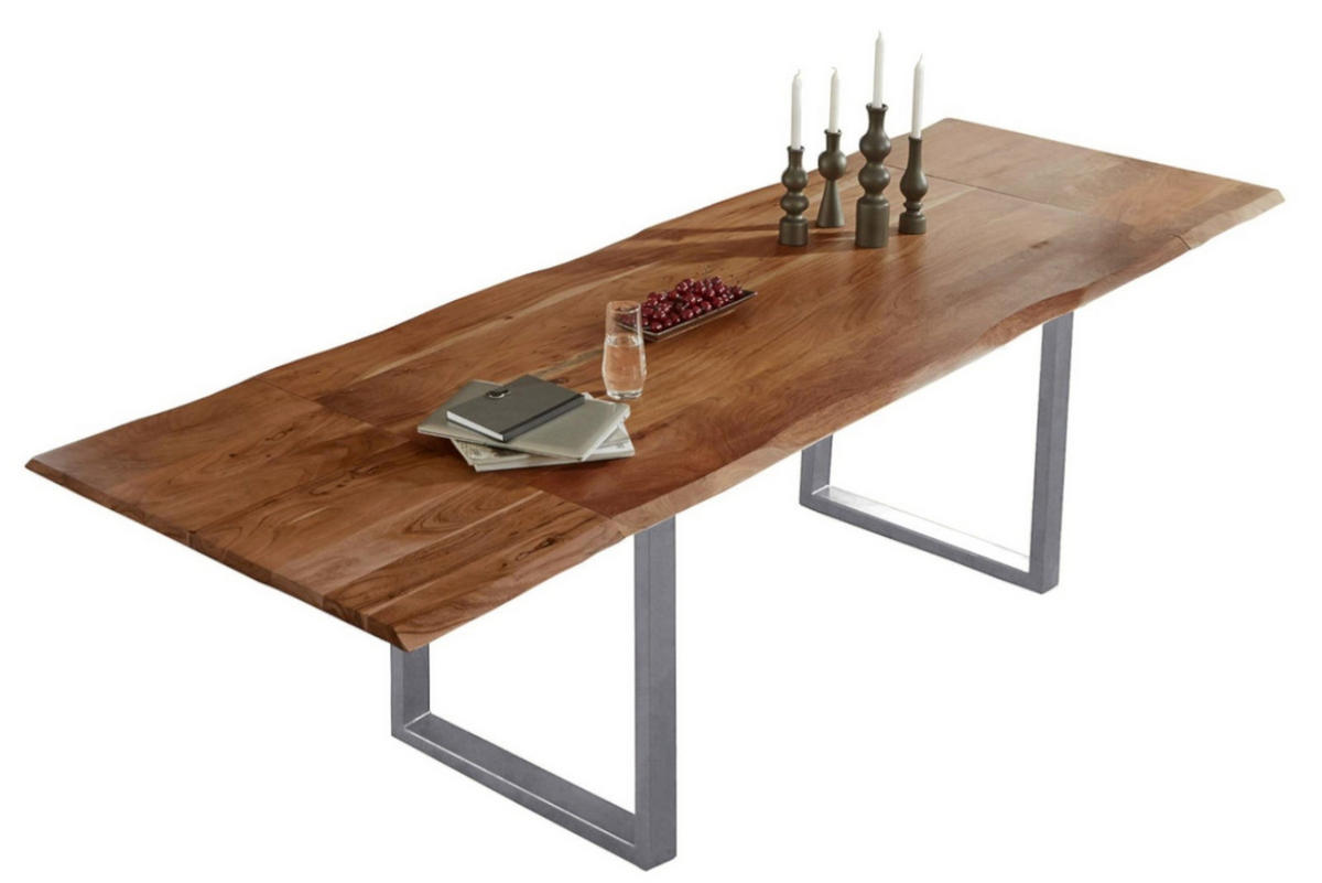 ESSTISCH ADINA - Silberfarben/Braun, Holz/Metall (90/140/76cm) - SAM