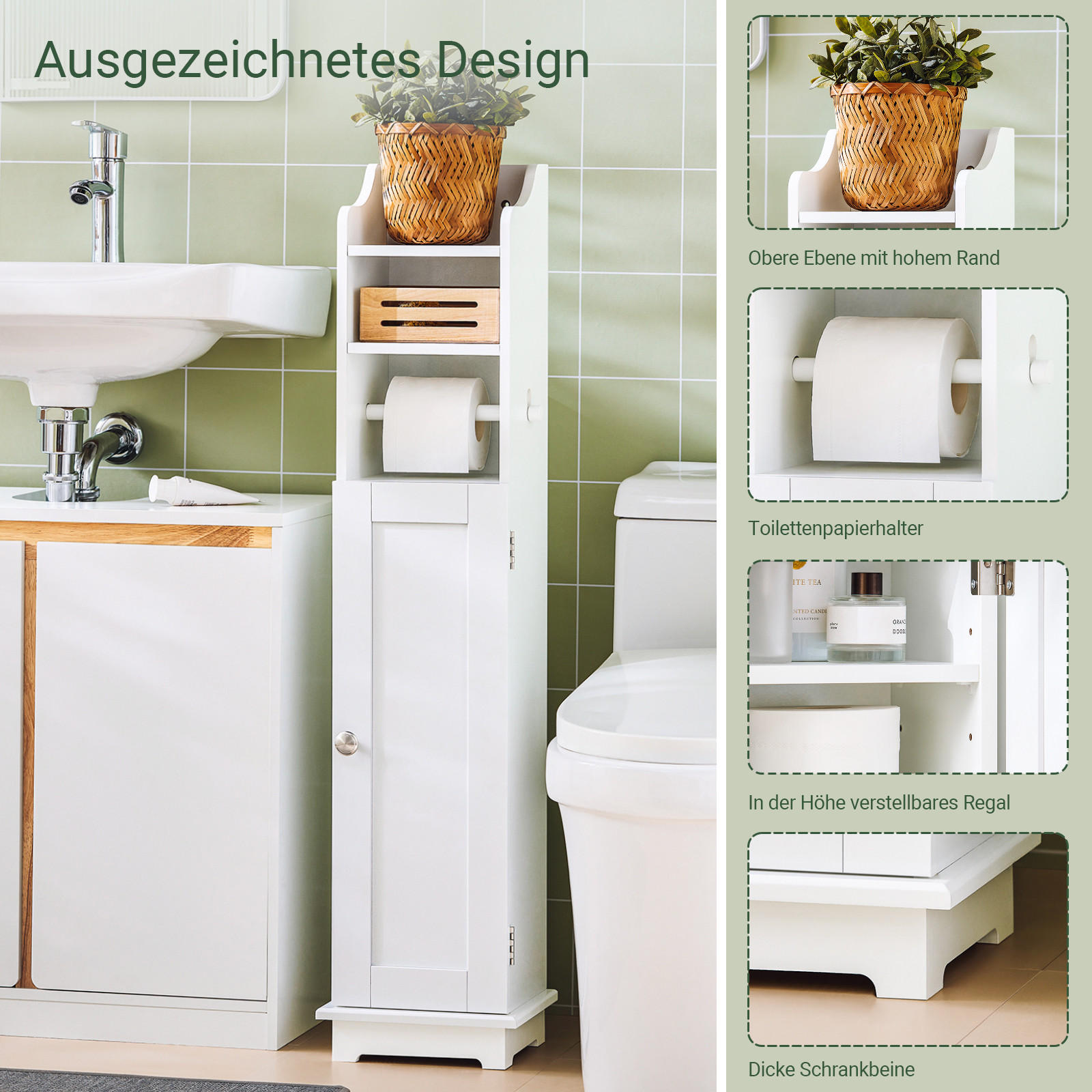 TOILETTENROLLENHALTER Weiß - Weiß, Holzwerkstoff (20/100/20cm) - SoBuy