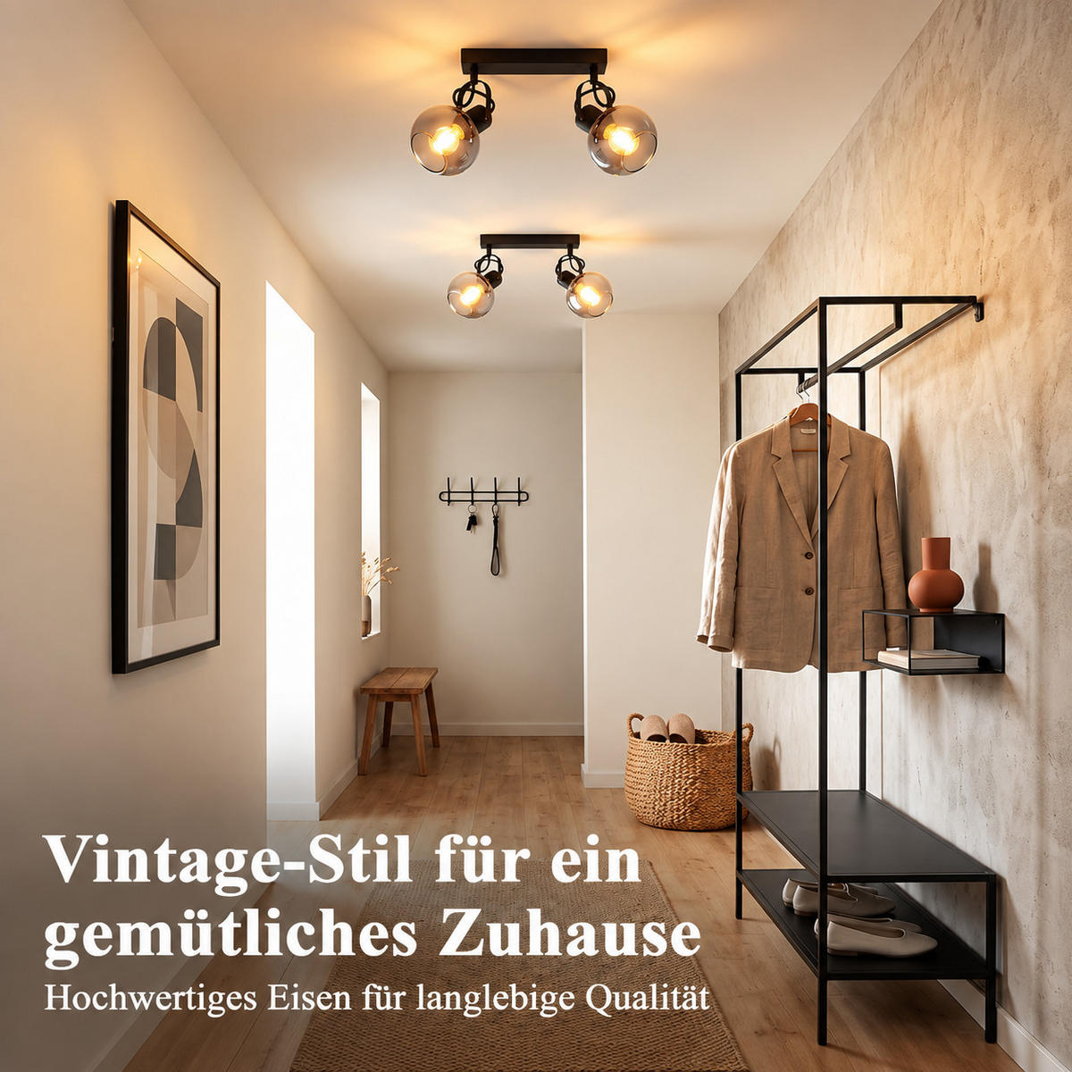 DECKENSTRAHLER Myvric 24/11/17 cm - Schwarz, Glas/Metall (24/11/17cm) - ZMH