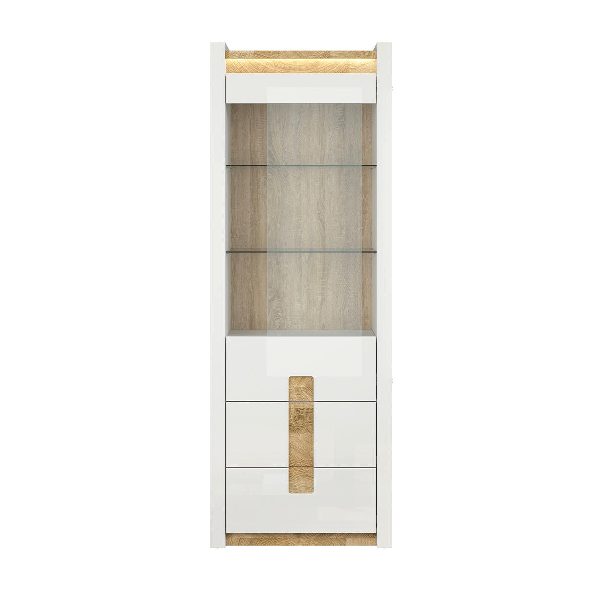 VITRINE Helios Weiß und Holz - Weiß, Holzwerkstoff (72/202/42cm) - Petits-meubles
