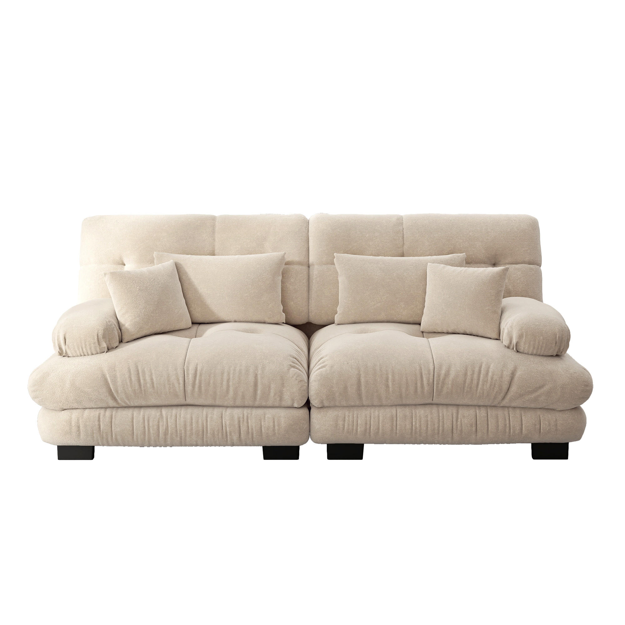 SOFA 2-Sitzer 220/77/81 cm Hellbraun - Hellbraun, Textil (77/81/220cm)