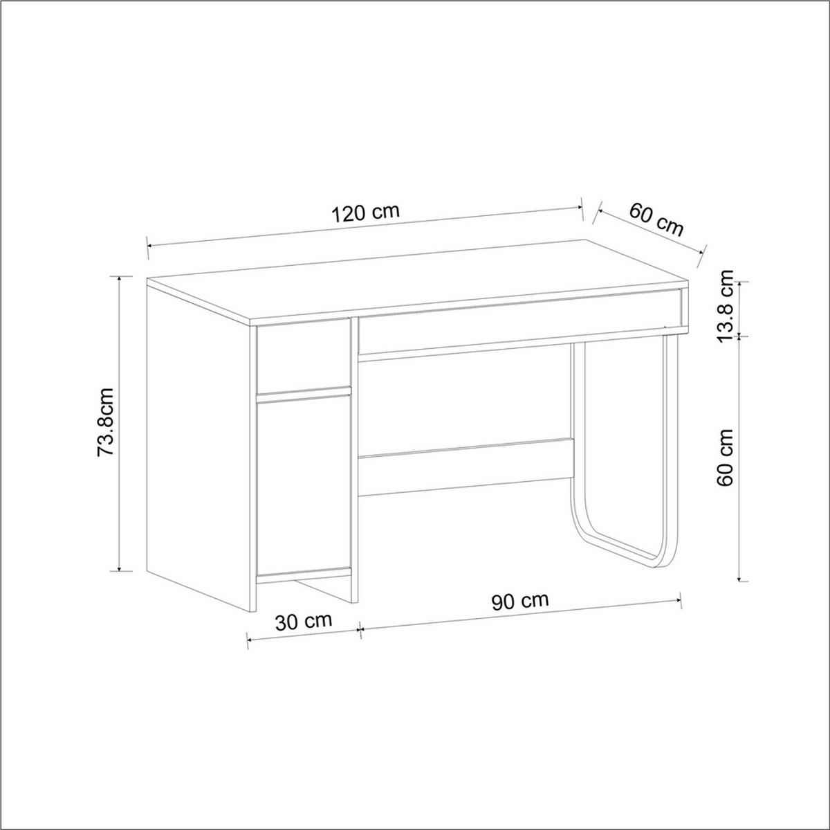 SCHREIBTISCH Asil mit Metallfüße Schwarz 9901 - Schwarz, Holzwerkstoff/Metall (60/120/73.8cm) - moebel17