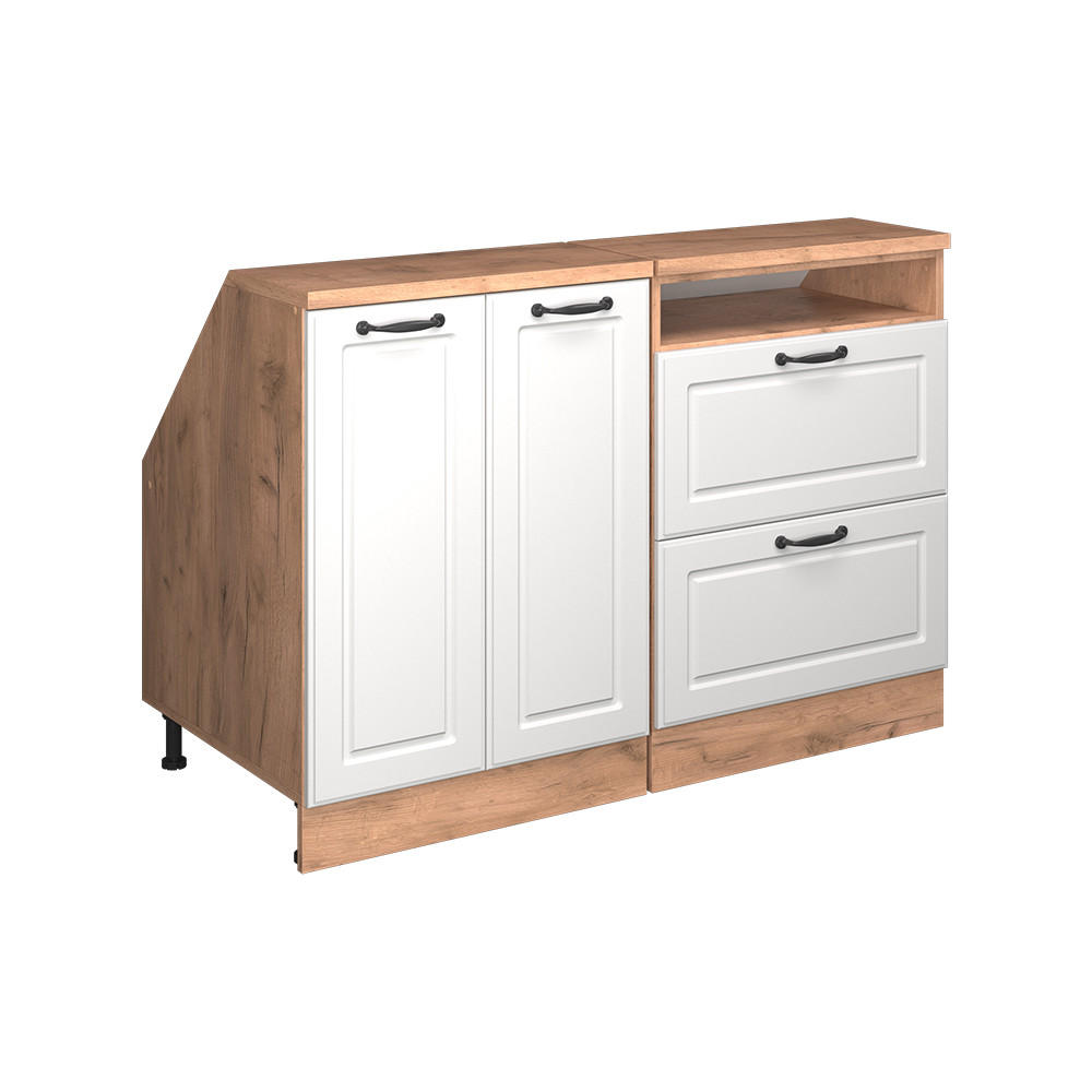 DACHSCHRÄGENSCHRANK-SET Rion Weiß Landhaus 120 cm 2er Set Schrankkorpuss 60 cm Tiefe - Honigeiche/Weiß, Holzwerkstoff (120/83.8/60cm) - Vicco