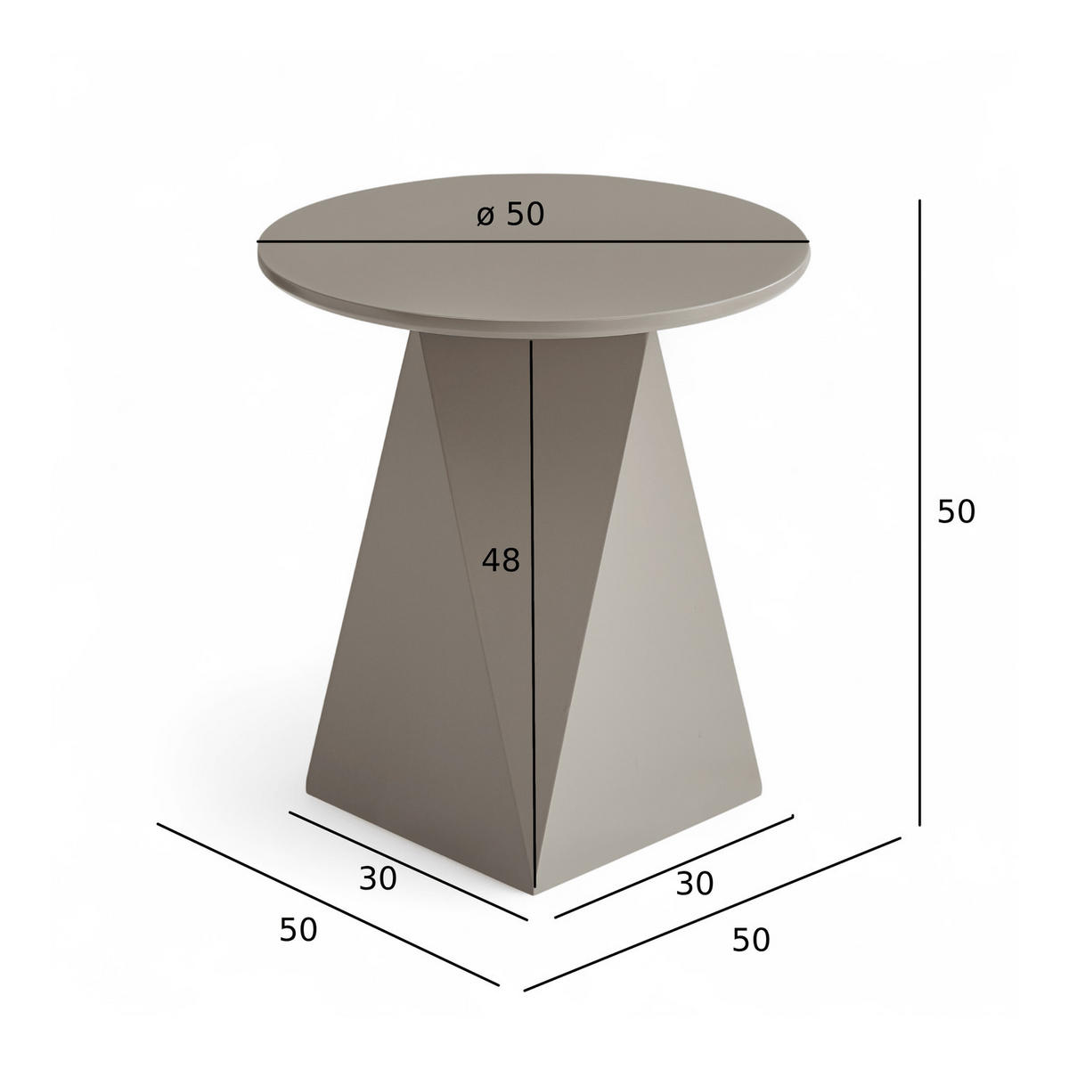 COUCHTISCH rund Beige 50/50/50 cm - Taupe/Graubraun, Holzwerkstoff (50/50/50cm) - Furnhouse