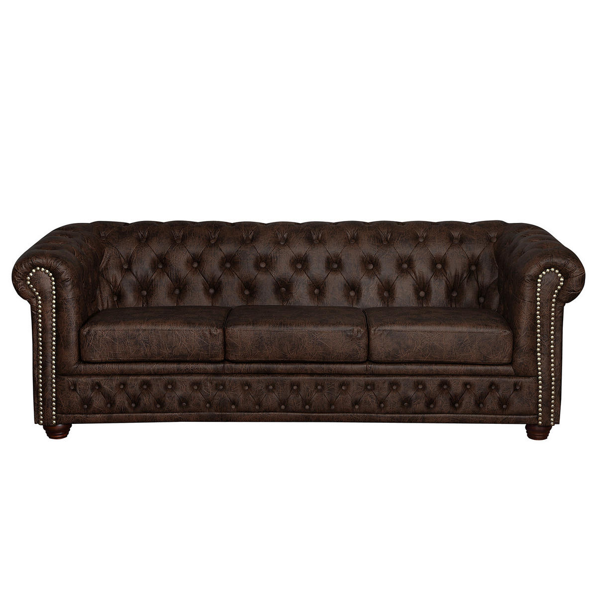 3-SITZER SOFA - Dunkelbraun, Kunststoff (203/72/86cm) - home24