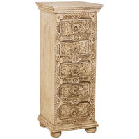 KOMMODE aus Holz, weiß, 45x40x100cm - Beige, Holz (45/100/40cm) - Wanderlust