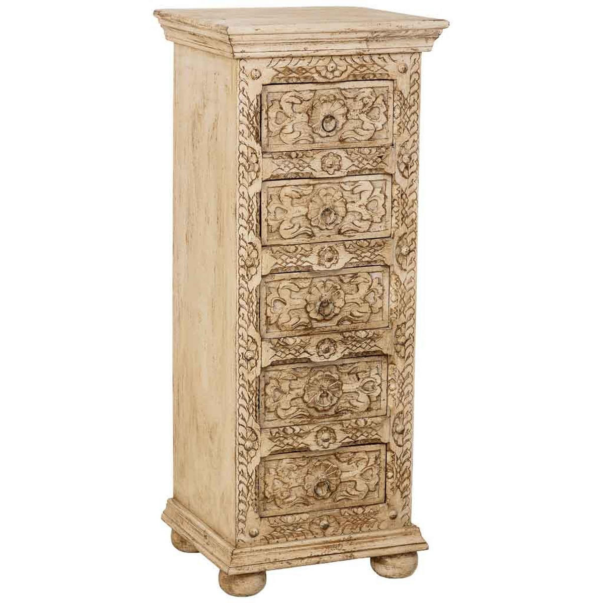 KOMMODE aus Holz, weiß, 45x40x100cm - Beige, Holz (45/100/40cm) - Wanderlust