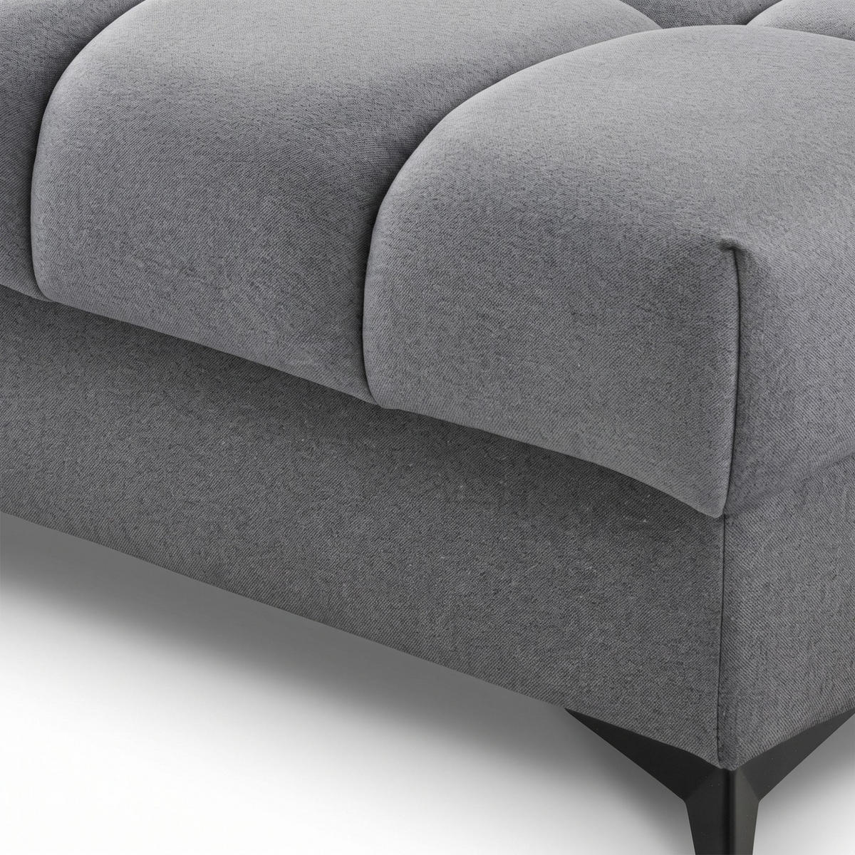 ECKSOFA PUDDING U Rechts mit Schlaffunktion 125x260 Velours Dunkelgrau - Dunkelgrau/Schwarz, Holz/Textil (350/203cm) - Muffo