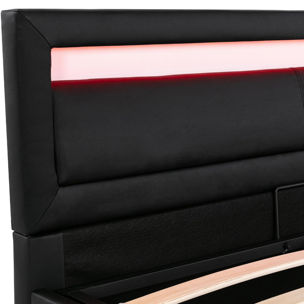 POLSTERBETT 140/190 cm Schwarz aus PU mit LED-Beleuchtung - Schwarz, Kunststoff (140/190cm) - OKMYHOME