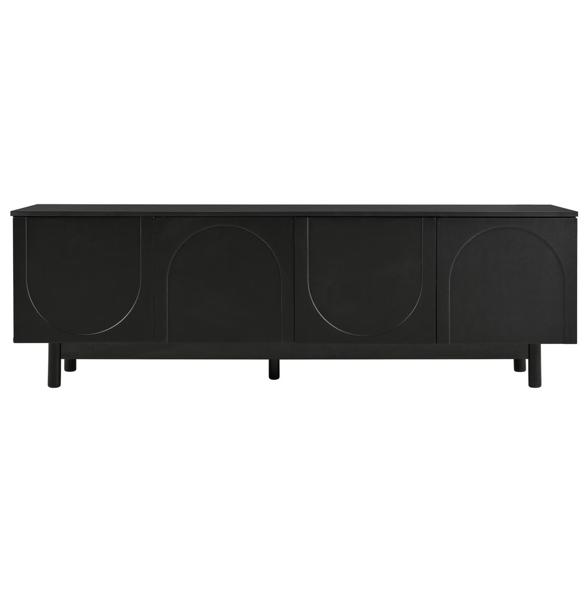 TV-LOWBOARD 175/38/56 cm mit 4 Türen und Push-to-Open-System - Schwarz, Holzwerkstoff (175/56/38cm) - BEAOK