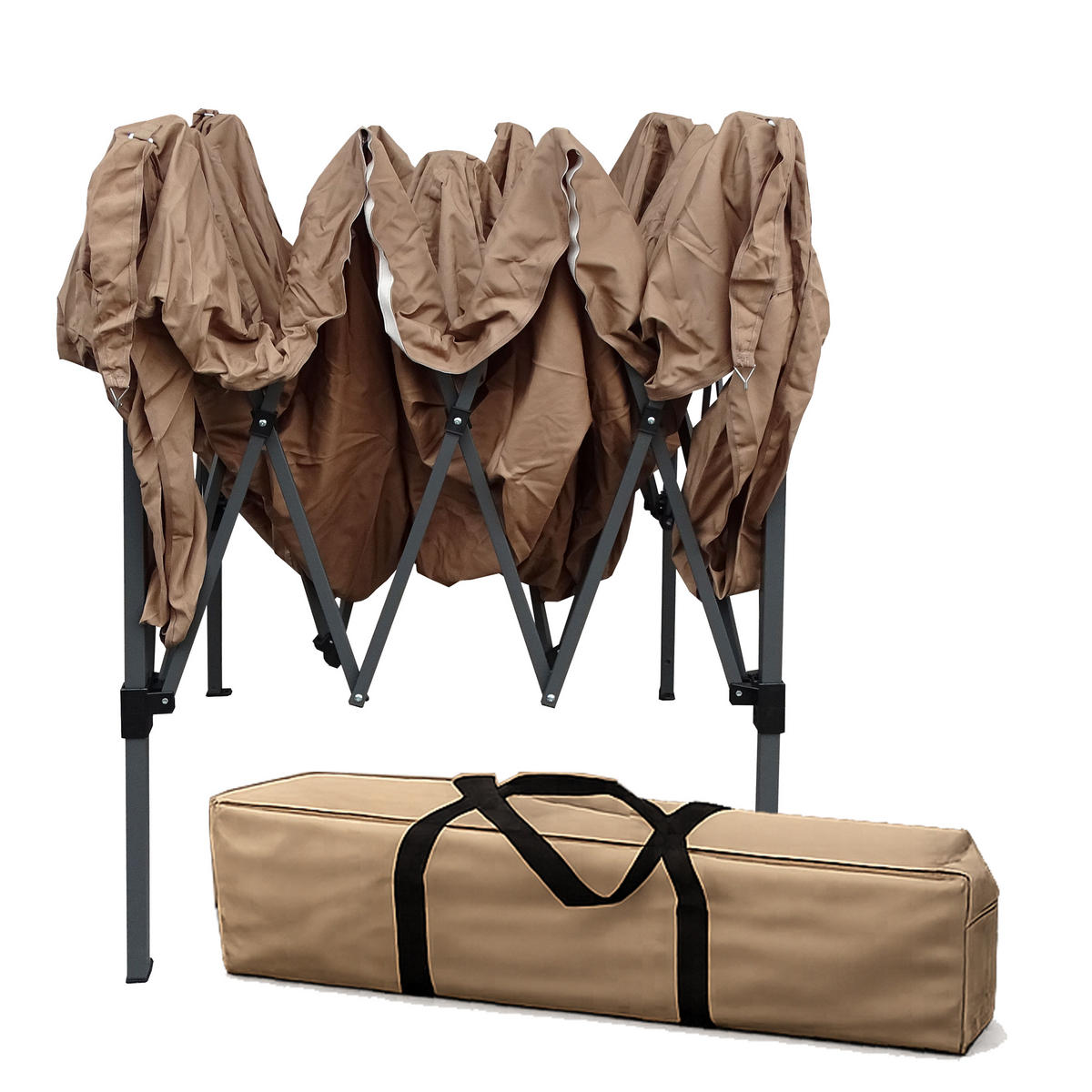 FALTPAVILLON 2/2 m Graubeige inkl. 4 Fußgewichten - Braun, Metall (200/245/200cm) - QUICK STAR