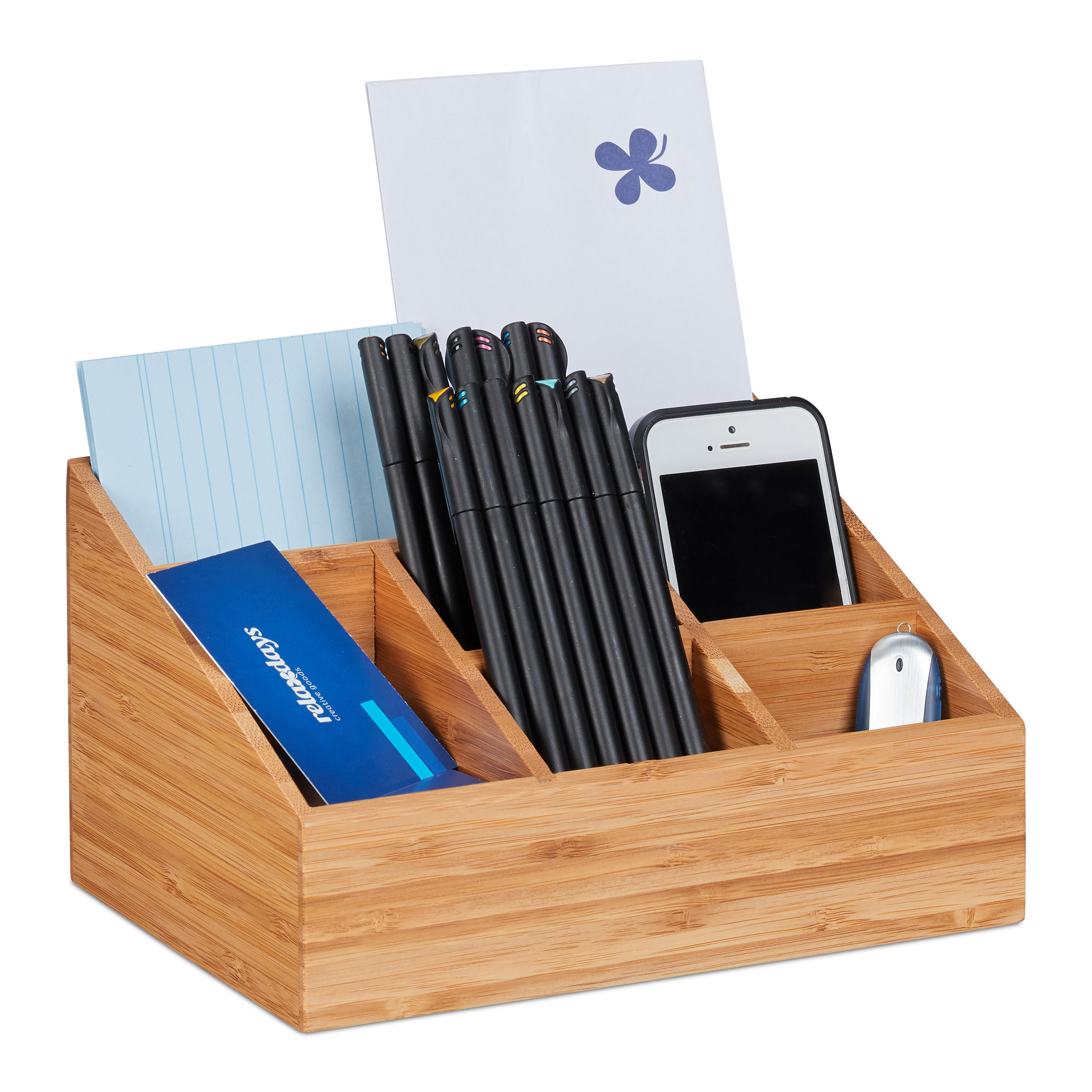 SCHREIBTISCHORGANIZER - Hellbraun, Holz (16/22/12.5cm) - Relaxdays
