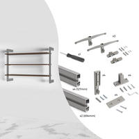 MODULAR Zero frame set mit Wandhalterungen, Aluminium und Zamak, Steingrau lackiert - Grau, Metall (1/90/22.7cm) - EMUCA