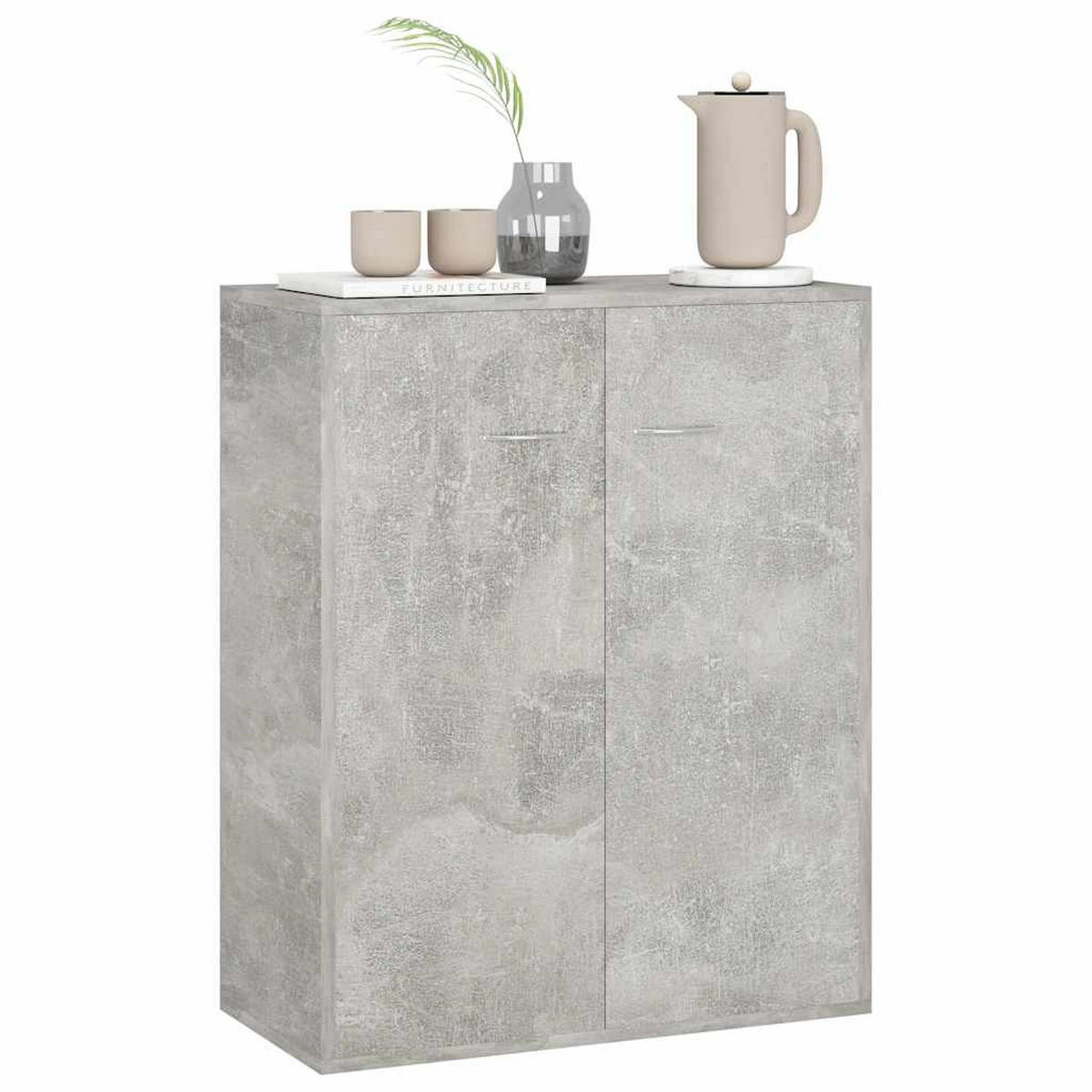 SIDEBOARD mit 2 Türen 60/30/75 cm aus Holzwerkstoff Betongrau - Hellgrau/Grau, Holz/Metall (60/75/30cm) - vidaXL