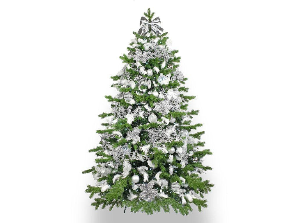 WEIHNACHTSBAUM künstlicher 180 cm, WINTERKÖNIG, mit 93-teiligem Weihnachtsbaumschmuck, inkl. Metallständer und Aufbewahrungsbox - Silberfarben/Weiß, Kunststoff/Metall (119/180cm) - LAALU